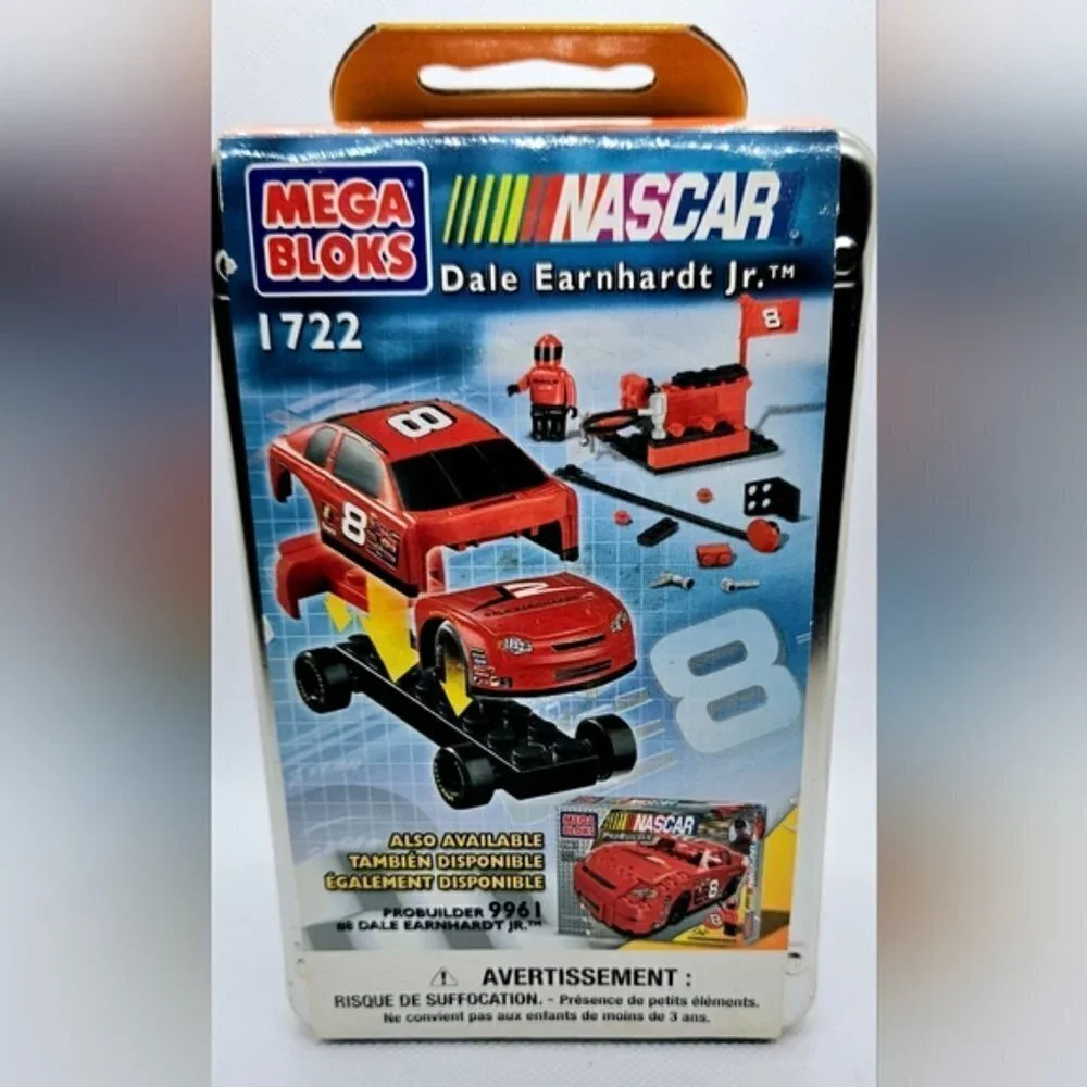 Dale Earnhardt Jr. NASCAR Mega Bloks 45 Pc Tin Set 1722 Winners Circle.